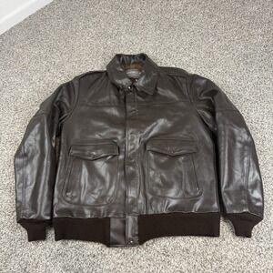 VTG Oakton LTD Leather Bomber Jacket Mens 44 XL Tall A2 Flight USA Quilt Lined
